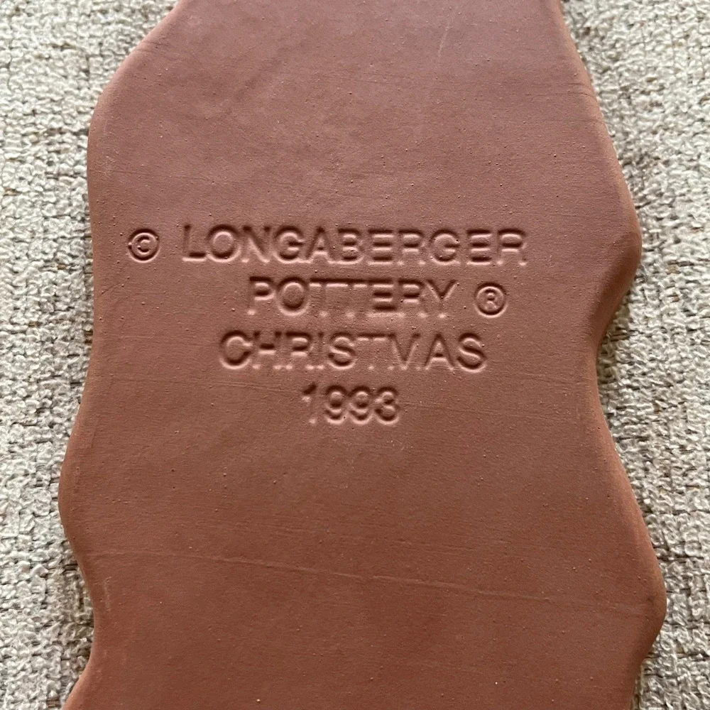 Longaberger Pottery 1993 Christmas St Nick Cookie Mold Terracotta Stoneware Box
